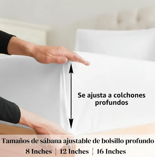 Vista 4 de Sábana con cierre tamaño individual, bolsillo profundo de 20 cm, sábana inferior de microfibra cepillada de calidad hotelera, suave sin arrugas