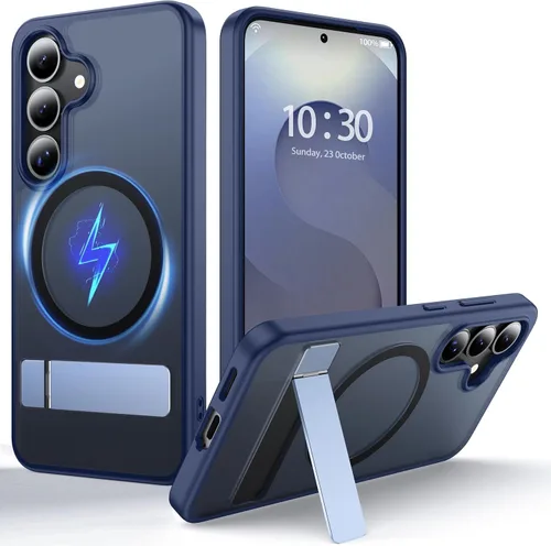 Vista 9 de Funda para Samsung Galaxy S21 FE con MagSafe [soporte ajustable] [carga mientras estás de pie] [Militar a prueba de golpes] Protector de silicona