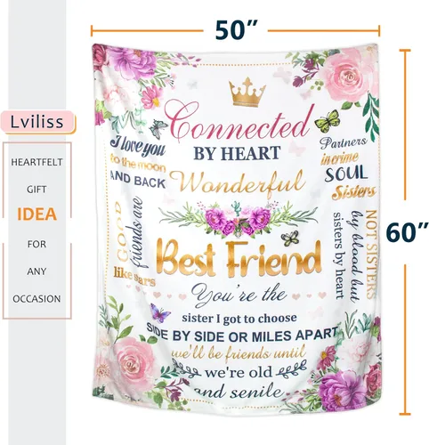 Vista 6 de Regalos de cumpleaños para mejor amiga, regalos para mejores amigas, ideas de regalos de mejor amiga para mujeres, manta de regalo de amistad