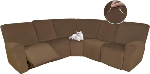 Vista 122 de HDCAXKJ Fundas de sofá seccional reclinable de terciopelo, cubierta de sofá seccional en forma de L, lavable, elástica, suave, para rincón