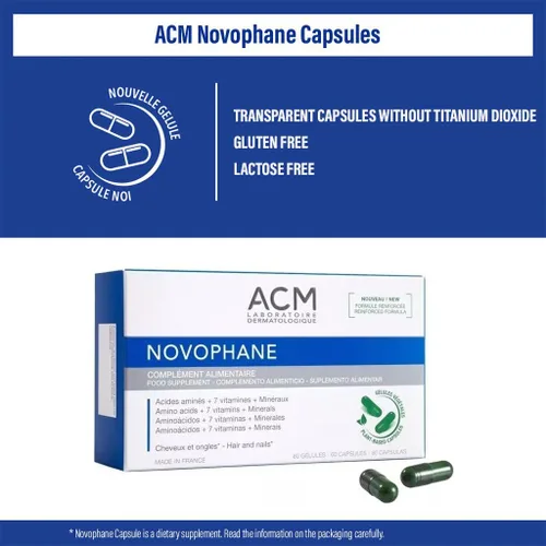 Vista 2 de ACM Laboratoire Novophane Caps Anti Hair Loss Alopecia Treatment Nails Fragility Skin Capital