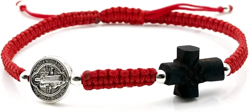 Vista 6 de St Benedict Medal Adjustable Red String Protection Bracelet for Mens Pulsera San Benito para Hombre