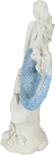 Vista 3 de Ebros Gift Figura náutica marina de sirena de cola azul aguamarina sentada en el mar roca figura 11.5 pulgadas de alto océano aguamarina princesa