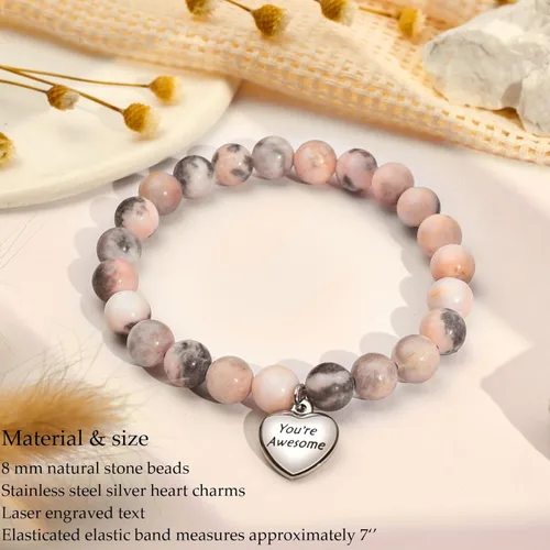 Vista 3 de VGWON Regalos únicos inspiradores para mujeres, pulseras de piedra natural, regalos de cumpleaños para mejores amigas para mujeres y adolescentes, a