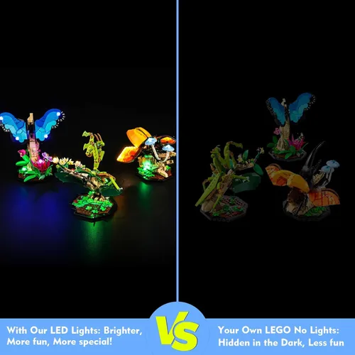 Vista 6 de LocoLee Kit de luces LED para LEGO The Insect Collection 21342 Ideas Bugs, accesorios de iluminación compatibles con LEGO Nature 21342 Butterfly Set