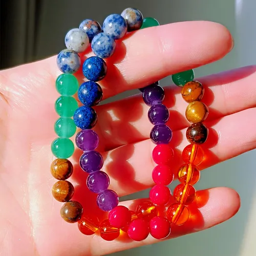 Vista 14 de Pulseras de triple protección con piedra de ojo de tigre de obsidiana negra con hematita para hombres y mujeres, pulsera de piedra curativa