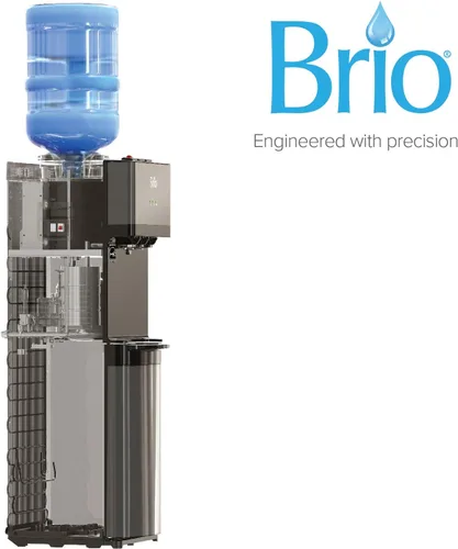 Vista 6 de Brio Dispensador de enfriador de agua de carga superior de edición limitada, acero inoxidable negro, agua caliente y fría, cierre de seguridad