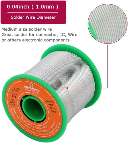 Vista 2 de Alambre de soldadura sin plomo Núcleo de flujo de colofonia 1.1 libra Soldadura electrónica Actividad eléctrica Diámetro de soldadura 0.04 Calibre
