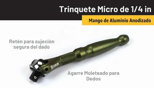 Vista 2 de Titan Tools 11324 - Destornillador con trinquete micro de 1/4 de pulgada x 4 pulgadas y 90 dientes - Verde