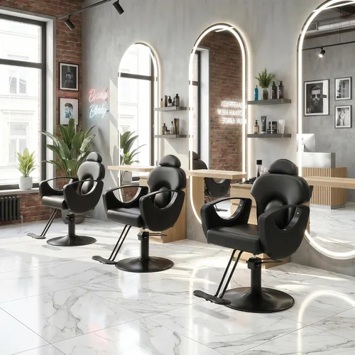 Vista 2 de Silla de peluquero reclinable para estilista Todo negro