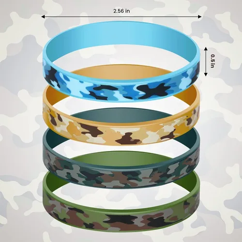 Vista 2 de HyDren - Paquete de 24 pulseras de goma de camuflaje para suministros