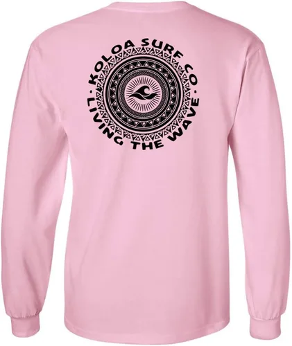 Vista 5 de Koloa Surf - Camiseta de algodón de manga larga con logotipo de círculo tribal para hombre, talla regular, grande y alta Azul acuático/logotipo