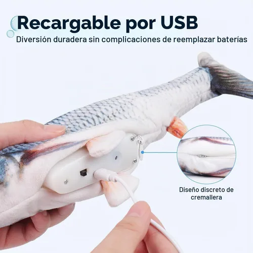 Vista 5 de Potaroma - Juguetes para gatos con SilverVine y menta de gato, pescado en movimiento flexible para perros pequeños, de ejercicio, interactivos