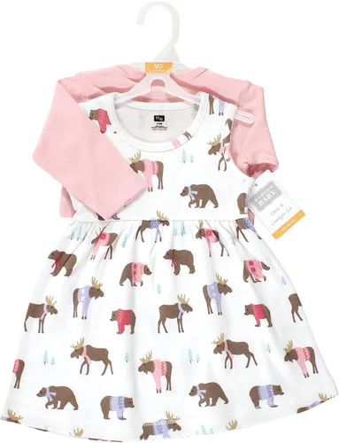 Vista 2 de Hudson Baby - Conjunto de vestido y cárdigan de algodón para niña bebé