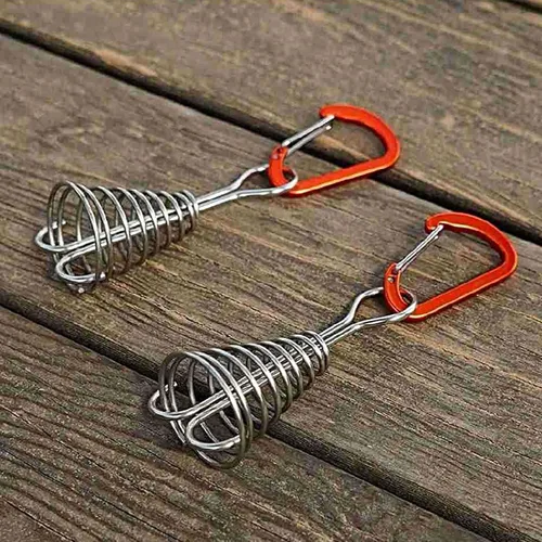 Vista 6 de 10 clavijas de anclaje de cubierta, estacas de aleación de aluminio resistente al viento para tienda de campaña con hebilla de resorte, anclaje