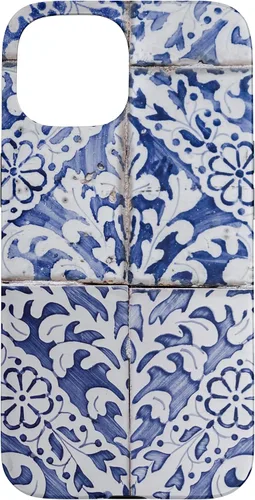 Vista 6 de Azulejos de patrón portugués - Funda azul y blanca floral para iPhone 17