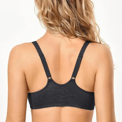 Vista 3 de DELIMIRA Brasier cómodo con cierre frontal y espalda cruzada para mujer, talla grande, sin costuras, sin costuras
