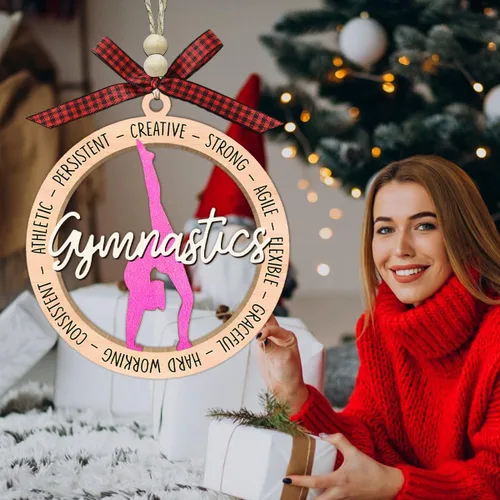 Vista 7 de Adorno de gimnasia para niña, adornos de gimnasta para árbol de Navidad, regalos de gimnasia para niñas, entrenadora, regalos de gimnasta para niñas