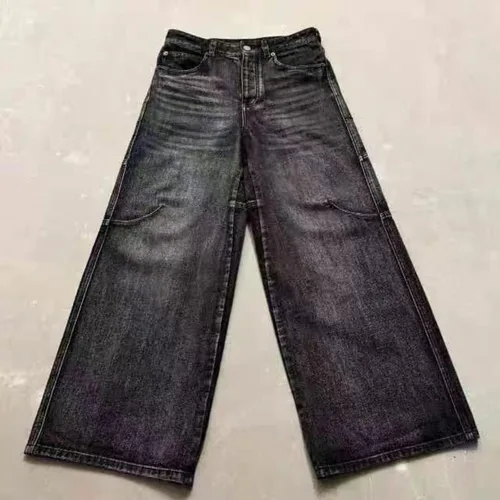 Vista 6 de Pantalones de pierna ancha para hombre - Jeans góticos rectos sueltos para mujer