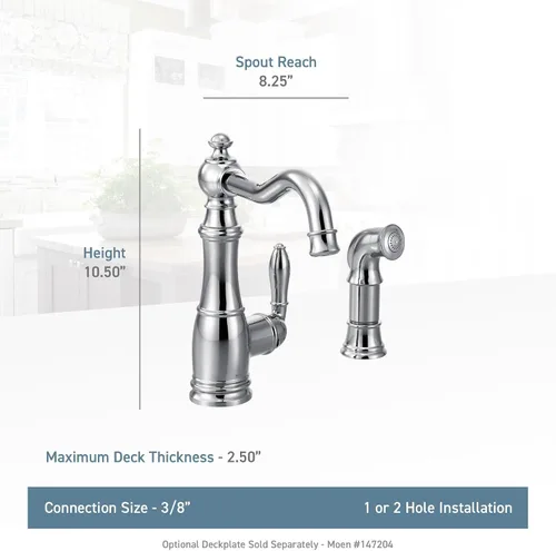 Vista 3 de Moen Weymouth S72101BL - Grifo de cocina negro mate con una manija Mate negro