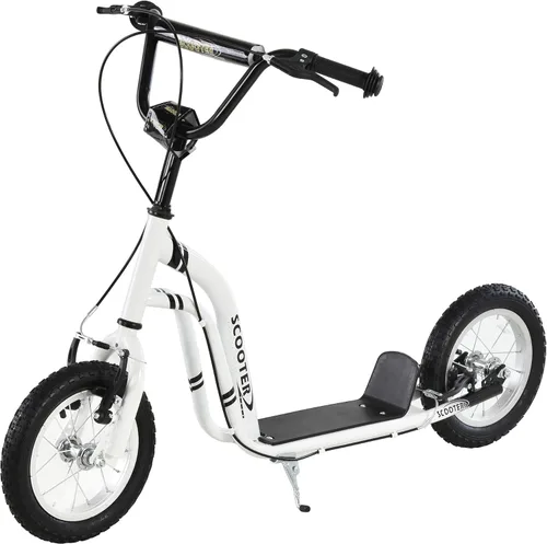 Vista 10 de Aosom Patinete con Frenos Duales de Pinza Delanteros y Traseros, Patinete de Ruedas Grandes para Edades 5+, Rueda Delantera Inflable de 12 Pulgadas