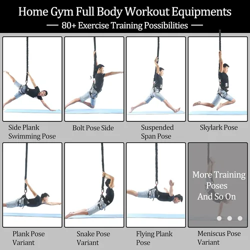 Vista 7 de DASKING Juego de bandas de resistencia de látex natural, 3 niveles para entrenador de suspensión para gimnasio en casa, yoga y recuperación