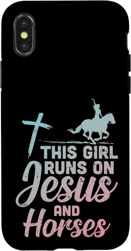 Vista 5 de Funda de regalo para iPhone 16 Girl Runs Jesus Horses Christian Horseback Equestre