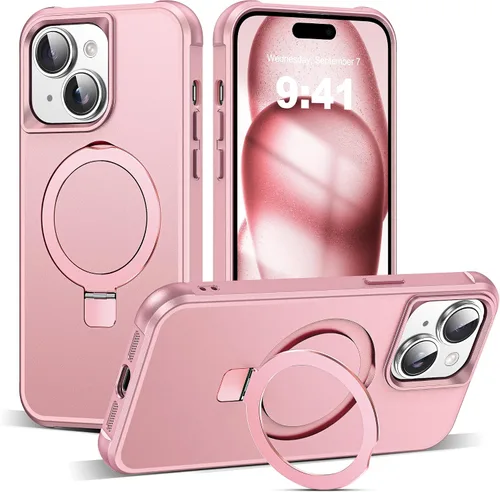 Vista 53 de SKYLMW - Funda compatible con iPhone 11 de 6.1 pulgadas, con soporte magnético invisible tipo anillo, funda translúcida de grado militar, compatible