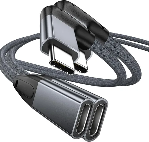 Vista 14 de UseBean Cable de extensión USB C en ángulo recto de 0.6 pies, 90 grados USB-C 3.2 Gen 2 20Gbps macho a hembra tipo C 4K cable extensor de video