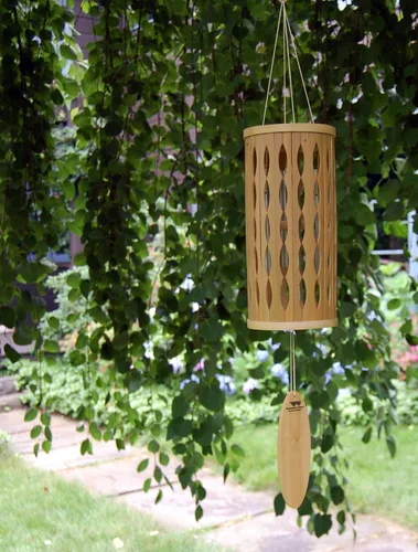 Vista 4 de Woodstock Chimes Signature Collection, campanilla Aloha, diseños de decoración natural de 28 pulgadas, regalos costeros, campanillas de viento