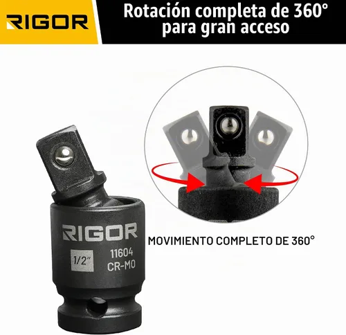 Vista 3 de RIGOR 11601 Juego de adaptadores de enchufe universal de 3 piezas - 1/4", 3/8", 1/2" Drive Enchufes de molibdeno cromado de grado de impacto