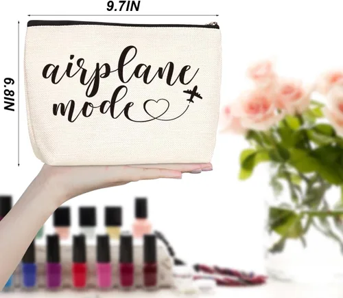 Vista 2 de Divertidos regalos de viaje en avión para mujeres, bolsa de maquillaje, artículos esenciales de viaje, bolsa de cosméticos, bolsa de aseo