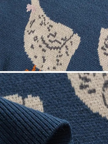 Vista 3 de Aelfric Eden Van Gogh - Suéter de manga larga con estampado de girasol para hombre, informal, de gran tamaño, Beige