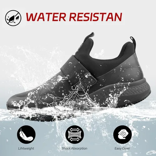 Vista 2 de Zapatos de trabajo antideslizantes para hombre, zapatos de cocina para cocineros, restaurantes, zapatos impermeables y antideslizantes para caminar