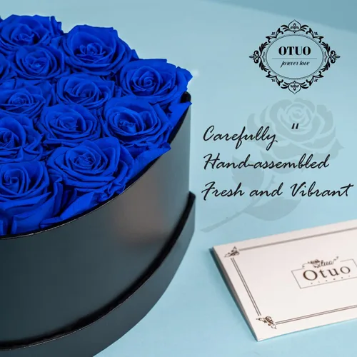 Vista 4 de 16 rosas preservadas en caja en forma de corazón, flores para entrega Prime que duran hasta 2 años, flores reales eternas para esposa, novia, madre