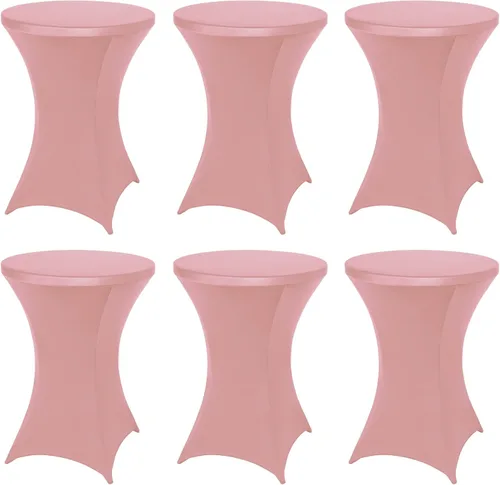 Vista 39 de FestiCorp Mantel de Mesa Negro de Spandex, Manteles Ajustados para Cóctel, Manteles Elásticos Redondos para Mesa Alta para Fiestas, Bar, Bodas