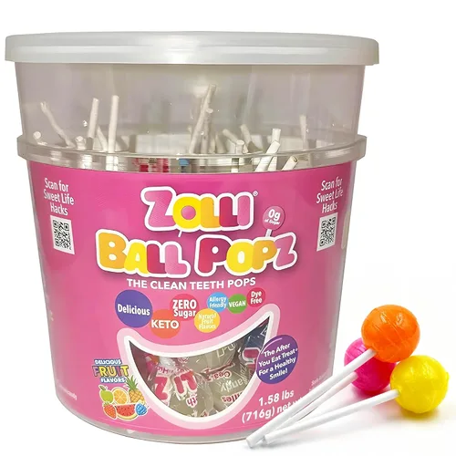 Vista 18 de Zolli Ball Popz Clean Teeth - Caramelos sin azúcar, sin colorantes, aptos para dieta keto y diabéticos, golosinas aprobadas por dentistas para niños