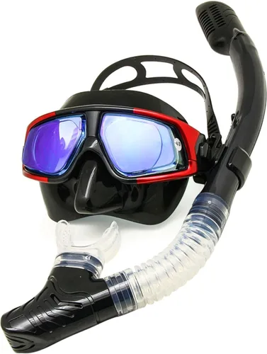 Vista 8 de Máscara de buceo óptica positiva, máscara de snorkel con lentes de vidrio templado, protección UV antivaho Silver Dive W/ Snorkel