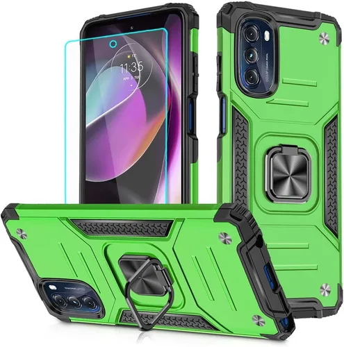 Vista 22 de Funda para Moto G 5G 2022 con protector de pantalla: resistente, soporte giratorio de grado militar 360, funda protectora a prueba de golpes