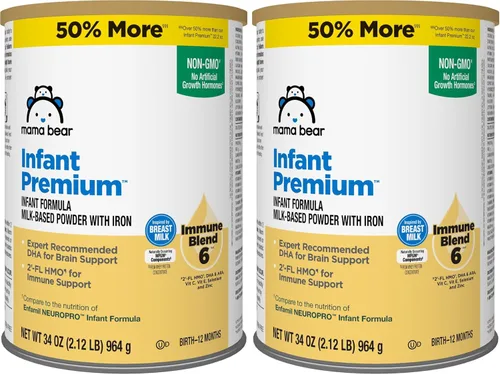 Vista 7 de Marca Amazon – Mama Bear - Fórmula en polvo para bebés a base de leche prémium con hierro, 2'FL HMO, Omega-3 DHA y colina, cerebro, crecimiento