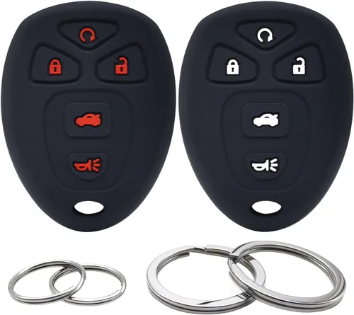 Vista 7 de 2 piezas de funda de llave de mando a distancia de silicona con 5 botones, funda protectora compatible con Chevrolet Malibu Suburban Tahoe Traverse