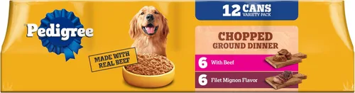 Vista 14 de Pedigree Cena Picada Molida Alimento Húmedo para Perros Variedad de Pollo y Carne de Res, Latas de 13.2 oz. (12 Unidades, Paquete de 1)