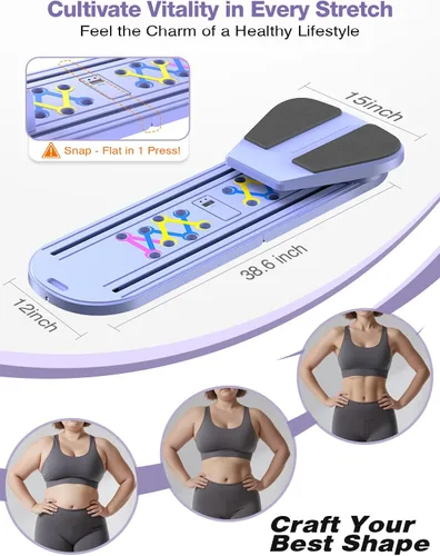 Vista 5 de Tabla de Pilates Plegable para Entrenamiento en Casa - Máquina Reformadora de Pilates Portátil para Mujeres - Juego de Reformador de Pilates