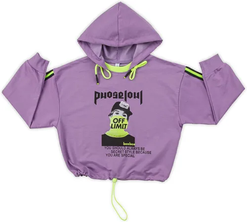 Vista 2 de LOCO LOCO - Conjunto de sudadera para niñas de algodón con capucha y pantalones deportivos para niñas de 9 a 15 años