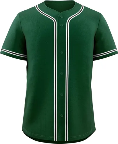 Vista 19 de KXK Camiseta de béisbol en blanco para hombre, camisas casuales con botones, manga corta, uniforme deportivo de equipo activo