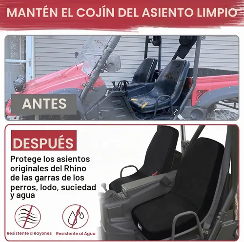 Vista 5 de StarknightMT UTV Rhino Fundas de Asiento Resistentes al Agua Fundas de Asiento Compatibles con Rhino 700 660 450 2004-2021 Tela 1680D Negro