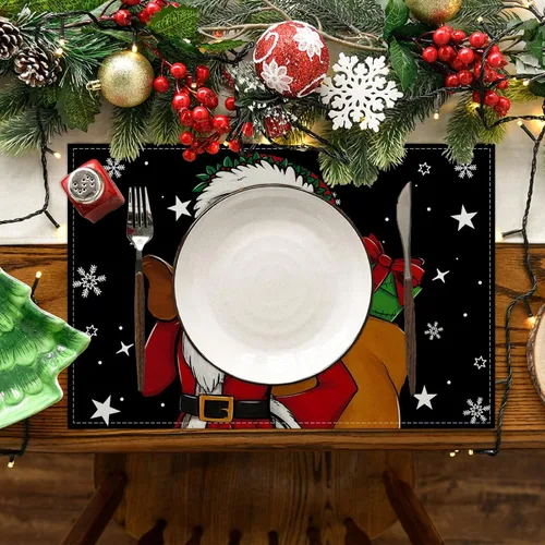 Vista 2 de Manteles individuales de Navidad, manteles de mesa de Halloween, decoración de Navidad para fiesta en el hogar