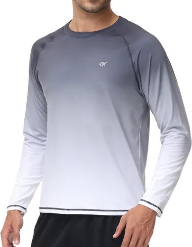 Vista 10 de Camisetas de natación de manga larga para hombres Rashguard UPF 50+ Camisa de protección solar UV Atlética Entrenamiento Correr Senderismo Camiseta