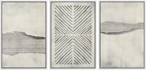 Vista 479 de SIGNWIN Lienzo enmarcado para pared, juego de arte neutro de bosque brumoso, ilustraciones en tono tierra, arte moderno, decorativo, bohemio
