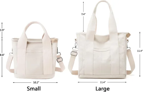 Vista 3 de Bolso pequeño con cremallera para mujer, bolso de lona con bandolera, bolso de hombro, bolso de mensajero, bolso tipo hobo 2025 de Halemet